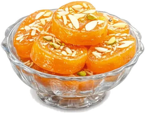 Mango jalebi in a glass bowl